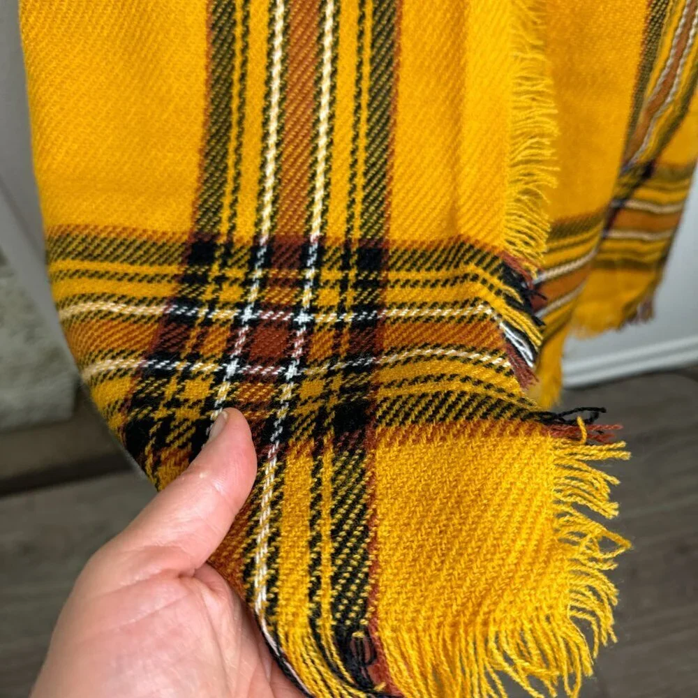 Tahari Large Yellow Plaid Scarf / Shawl